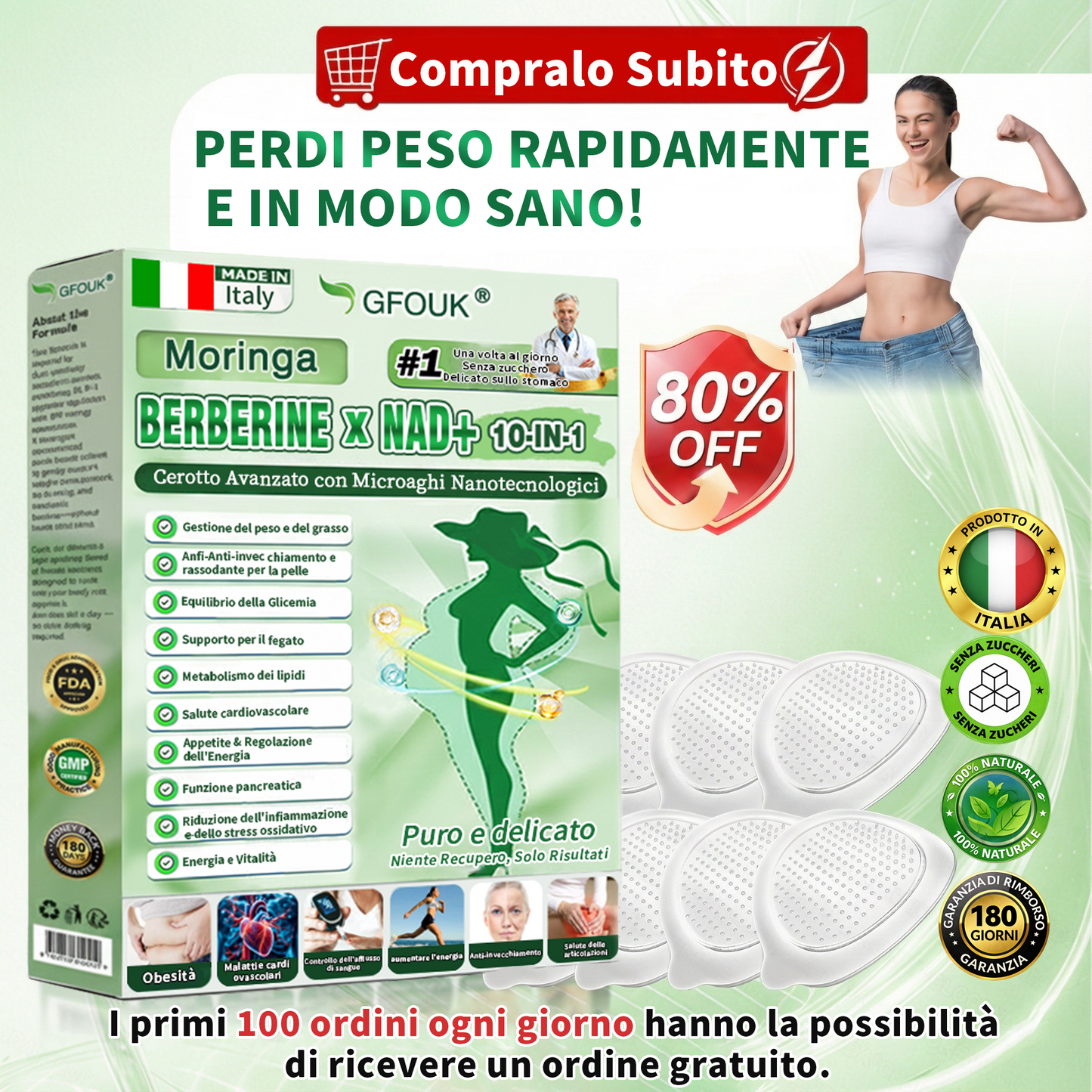 🍋‍🟩 Store Ufficiale | 🌞GFOUK® Moringa · Berberina × NAD+ Cerotto avanzato 10-in-1 con microneedle nano  🕒 Solo una volta al giorno ✨ Cambiamenti visibili già in 7 giorni