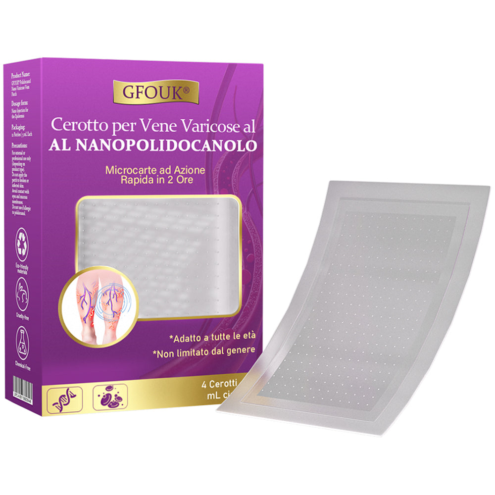 ✅ GFOUK® Cerotto Nano Varicose con Polidocanolo 👩🏼‍⚕️ Per Varici, Vene Varicose e Gonfiore alle Gambe