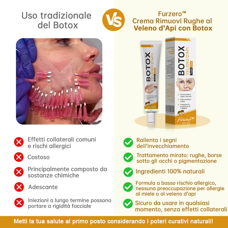 🐝 💧Prodotto e spedito dall'Italia✨ Furzero™ Botox Crema Rimuovi Rughe al Veleno d'Ape - 🔥 ULTIMO GIORNO SCONTO DEL 70%