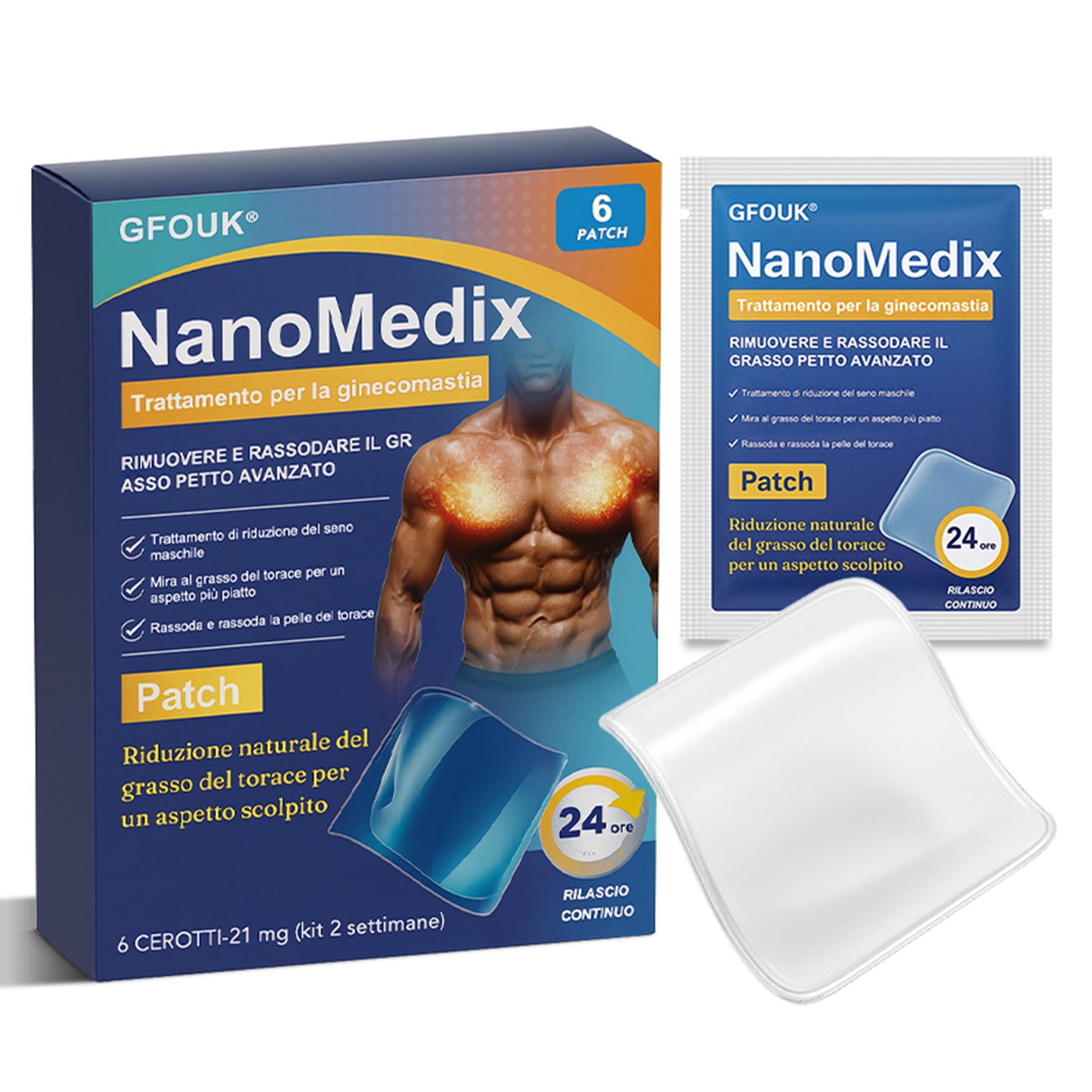 GFOUK® NanoMedix Patch Ginecomastia - Azione Brucia Grassi e Tonificante