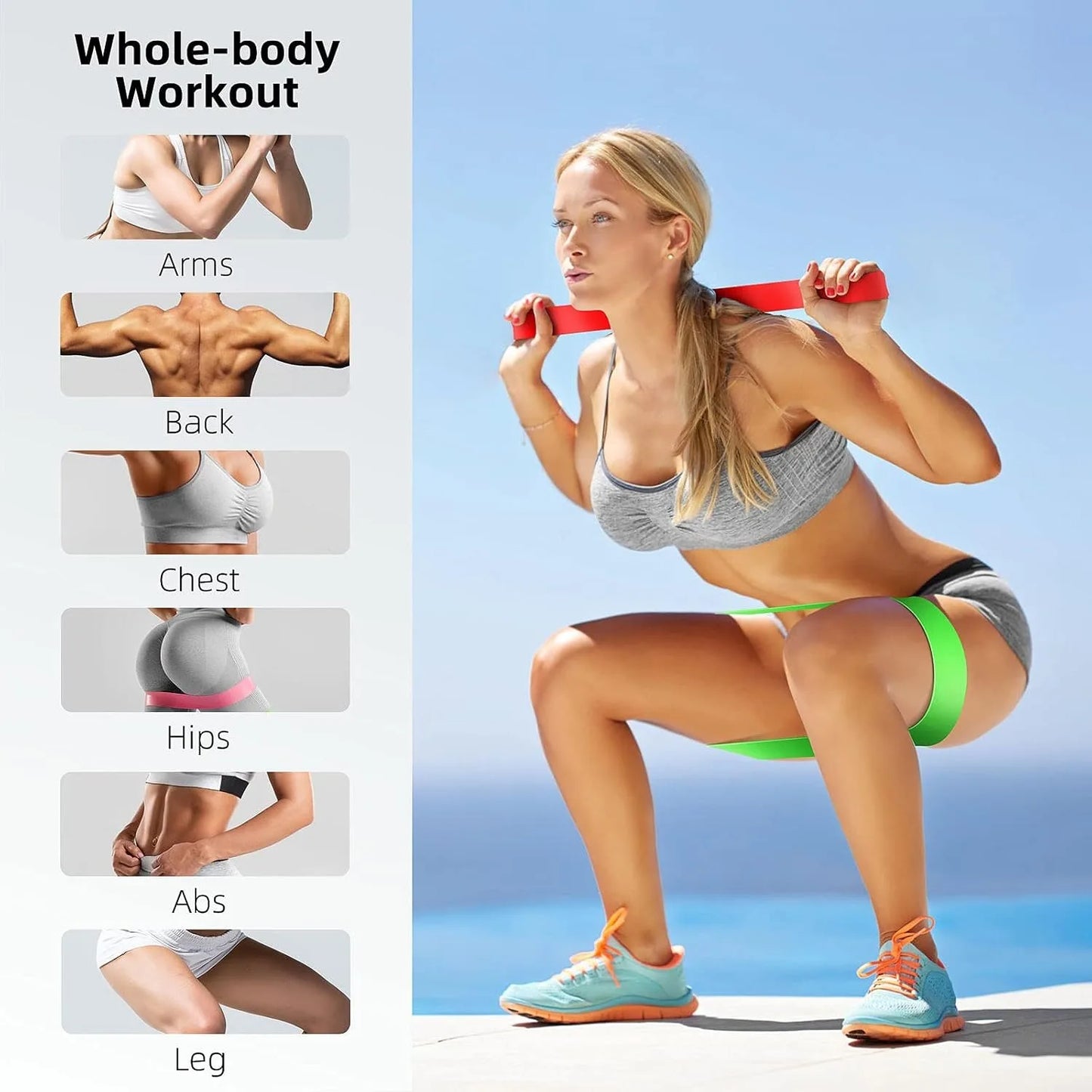 Fasce elastiche fitness TPE – set di bande per yoga, palestra e allenamento